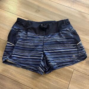 Athleta Blue Pattetn Athletic Workout Shorts Women Small Bin‎ O-1